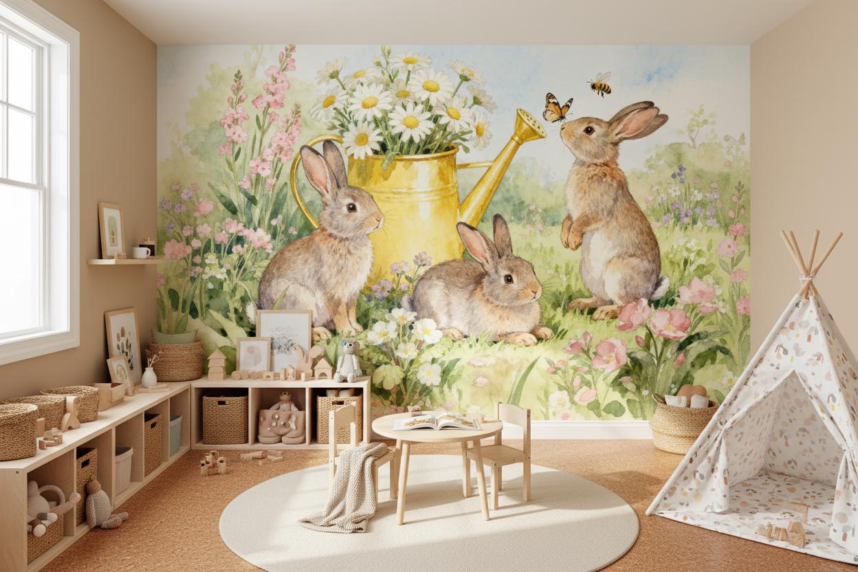 Mural de pared con dibujos ani - Baby Nursery Peel And Stick Wallpaper reseña y precio